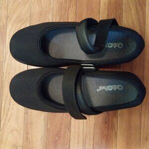 Orthofeet Black Strap Flat Womens Shoes 10.5 Extra wide